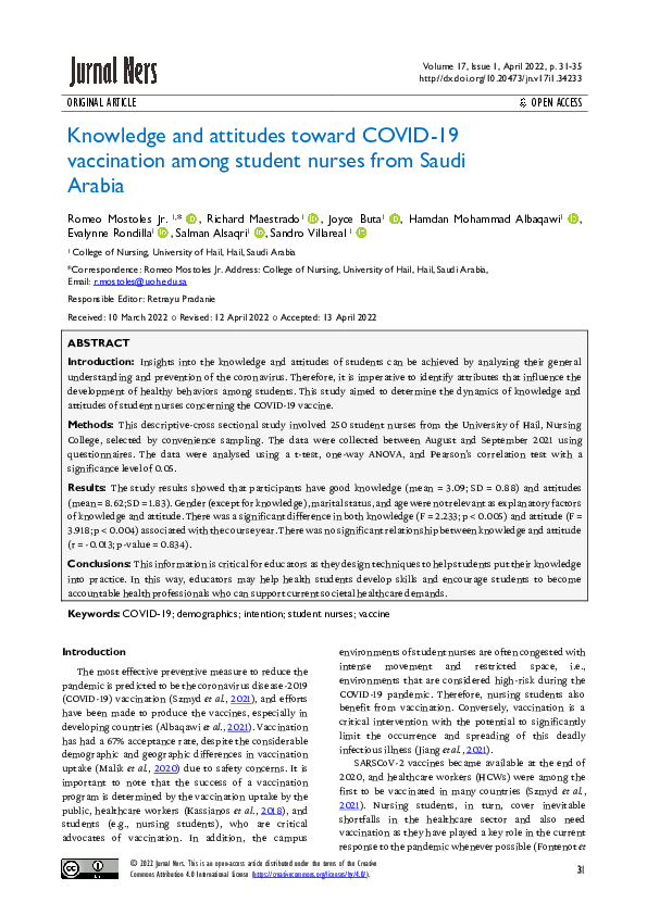 (PDF) Knowledge and attitudes toward COVID-19 vaccination among student ...