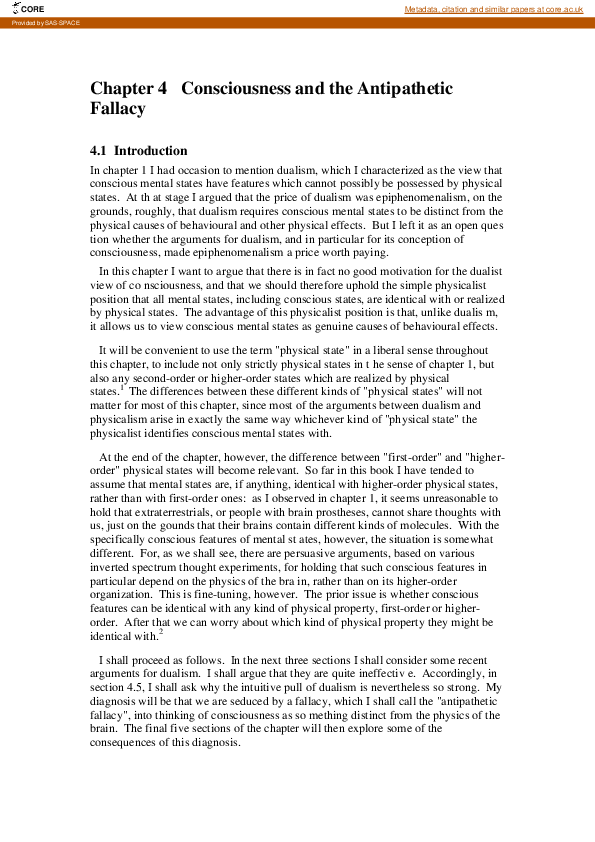 (PDF) Consciousness and the Antipathetic Fallacy