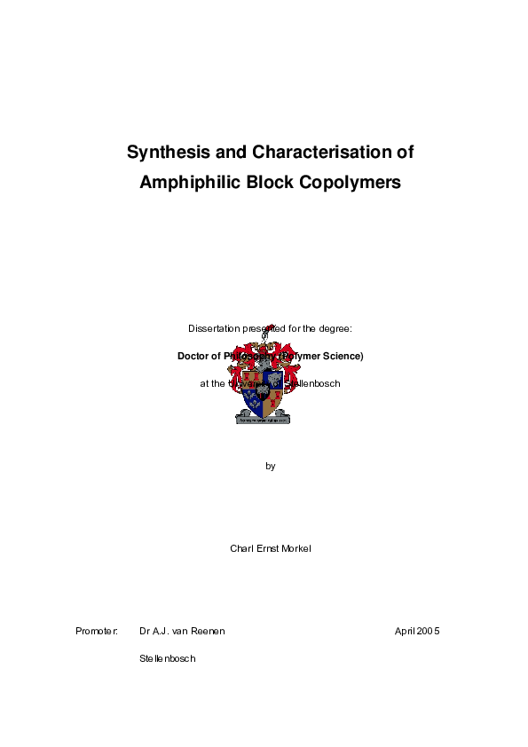 (PDF) Synthesis and characterisation of amphiphilic block copolymers
