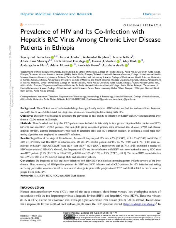 (PDF) Prevalence of HIV and Its Co-Infection with Hepatitis B/C Virus ...