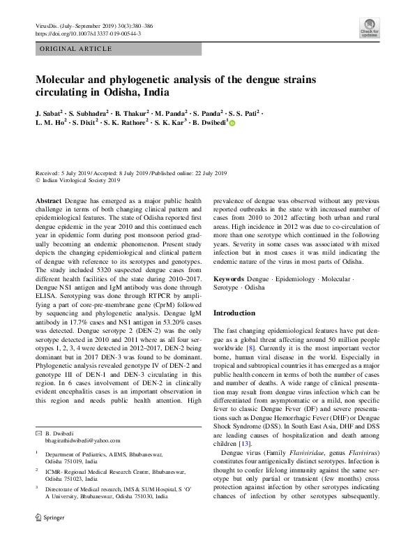 (PDF) Molecular and phylogenetic analysis of the dengue strains ...