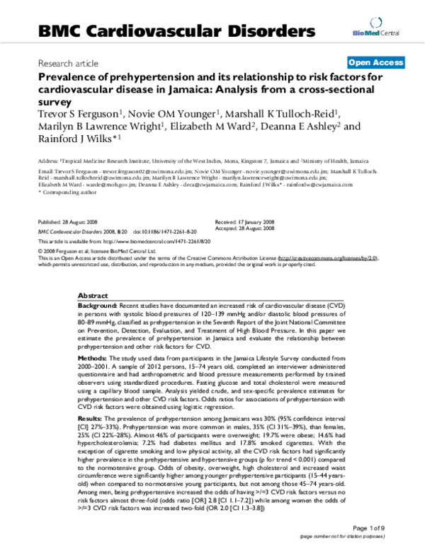 (PDF) Prevalence of prehypertension and its relationship to risk ...