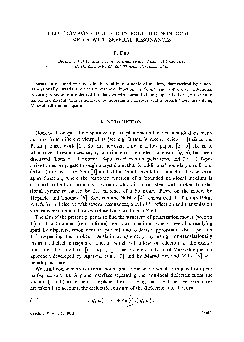 (PDF) Electromagnetic field in bounded nonlocal media with several ...