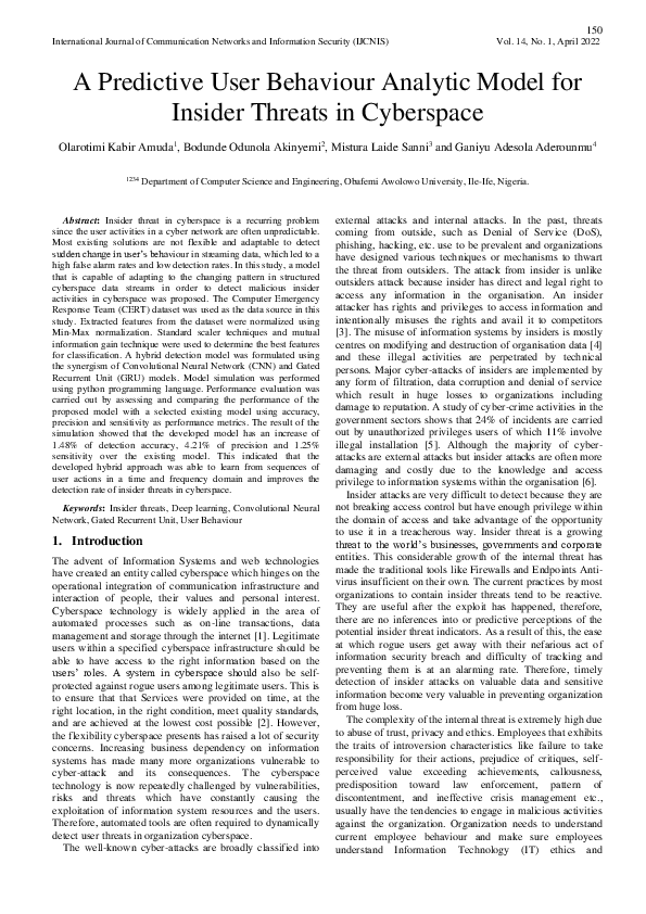 (PDF) A Predictive User Behaviour Analytic Model for Insider Threats in ...