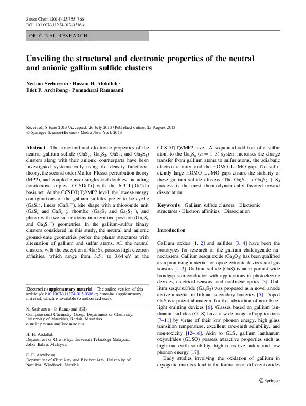 (PDF) Unveiling the structural and electronic properties of the neutral ...