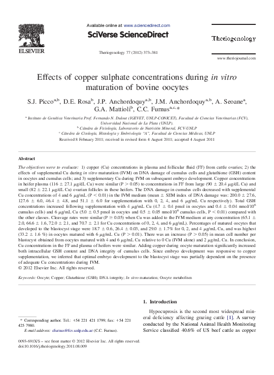 (PDF) Effects of copper sulphate concentrations during in vitro ...
