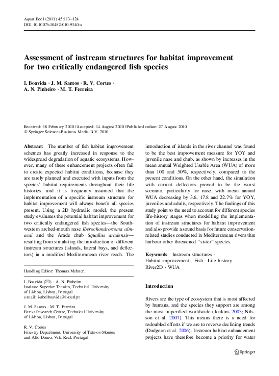 (PDF) Assessment of instream structures for habitat improvement for two ...