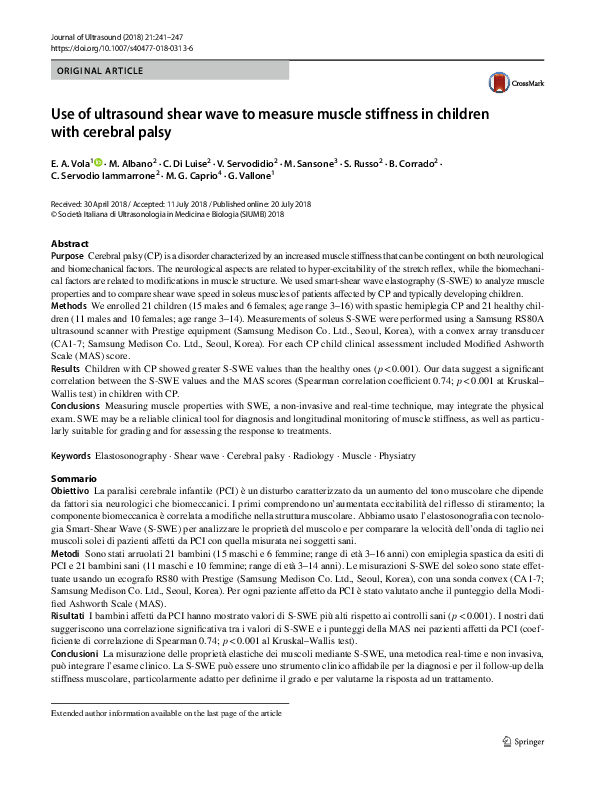 (PDF) Use of ultrasound shear wave to measure muscle stiffness in ...