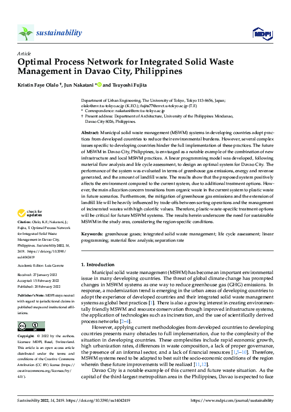 (PDF) Optimal Process Network for Integrated Solid Waste Management in ...