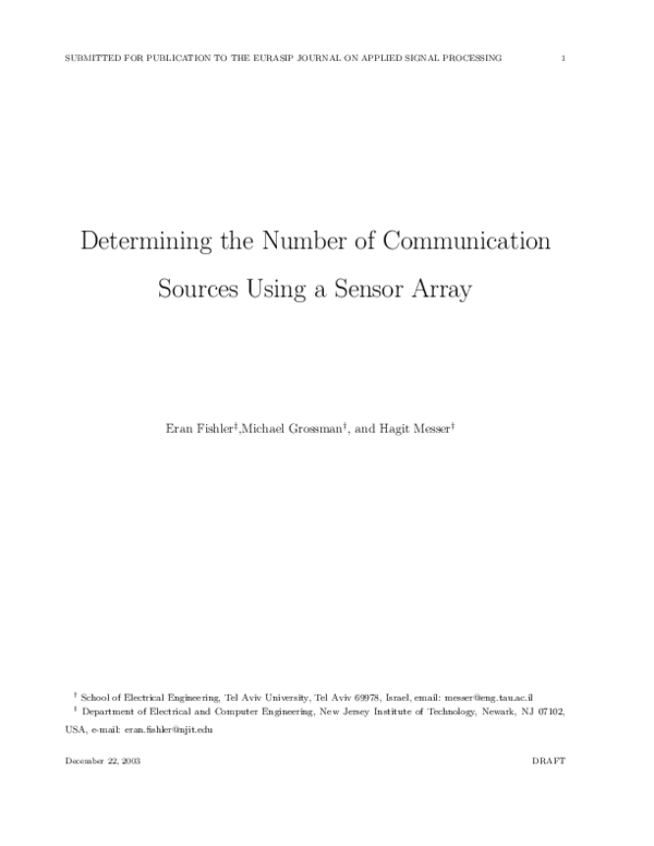 (PDF) Determining the Number of Communication Sources Using a Sensor Array