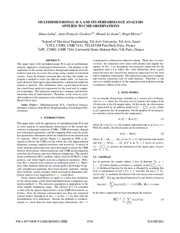 (PDF) Multidimensional ICA and its performance analysis applied to CMB ...