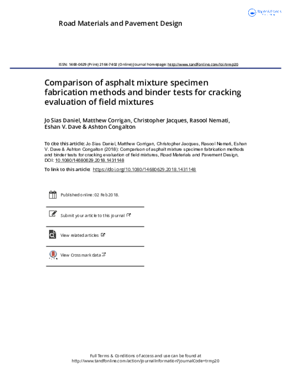(PDF) Comparison of asphalt mixture specimen fabrication methods and ...