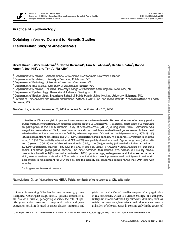Pdf Obtaining Informed Consent For Genetic Studies