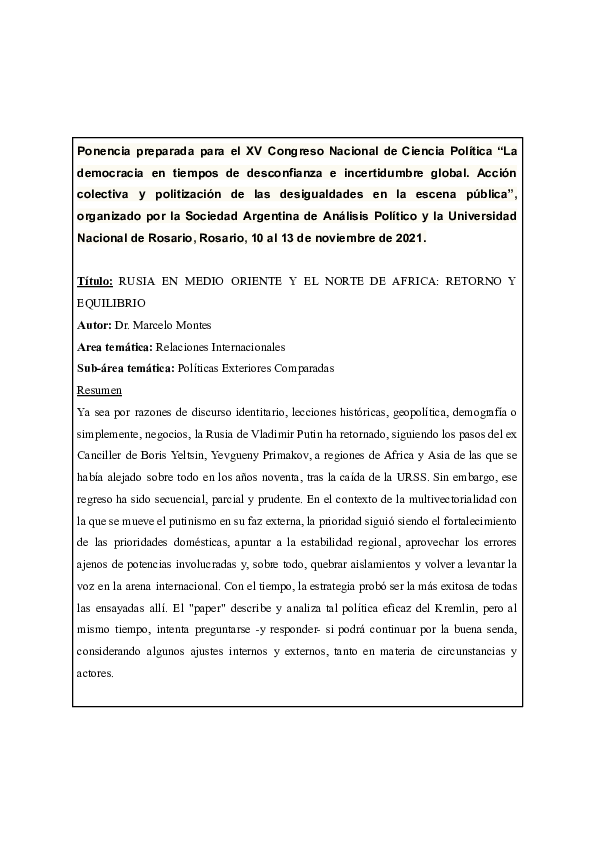 (PDF) Ponencia preparada para el XV Congreso Nacional de Ciencia ...