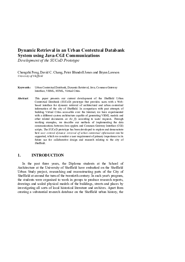 (PDF) Dynamic Retrieval in an Urban Contextual Databank System using ...