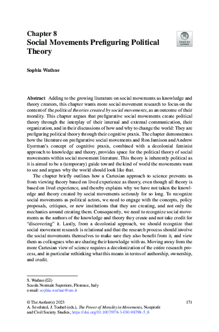(PDF) Social Movements Prefiguring Political Theory
