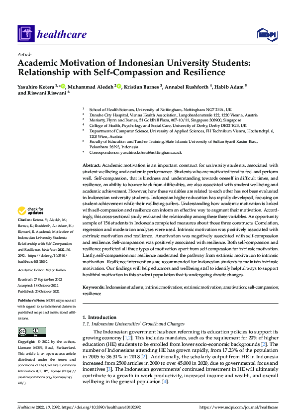 (PDF) Academic Motivation of Indonesian University Students ...