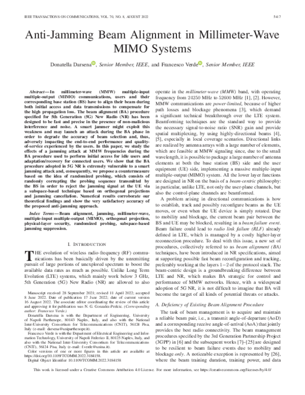 (PDF) Anti-Jamming Beam Alignment in Millimeter-Wave MIMO Systems
