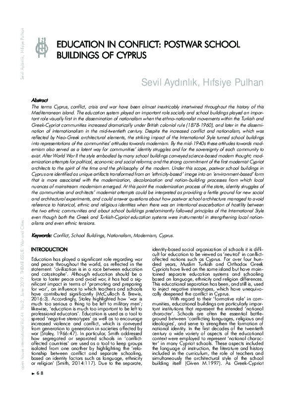 (PDF) Education in Conflict Postwar School Buildings of Cyprus