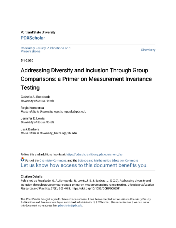 (PDF) Addressing diversity and inclusion through group comparisons: a ...