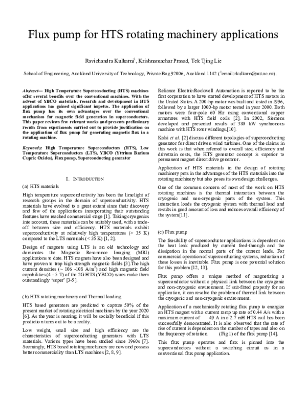 (PDF) Flux pump for HTS rotating machinery applications