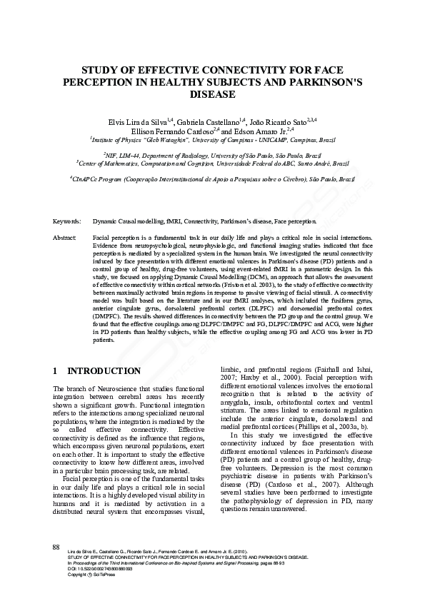 (PDF) Study of Effective Connectivity for Face Perception in Healthy ...