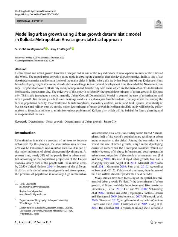 (PDF) Modelling urban growth using Urban growth deterministic model in