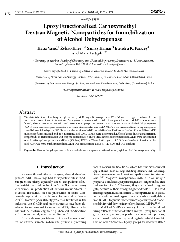 (PDF) Epoxy Functionalized Carboxymethyl Dextran Magnetic Nanoparticles ...