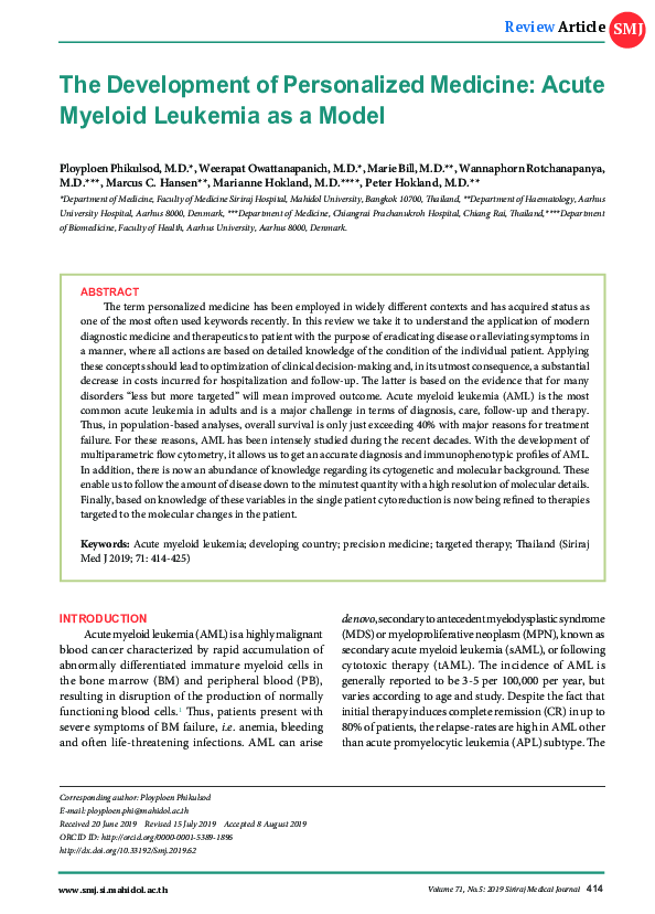 (PDF) Development of personalized molecular therapy for acute myeloid ...