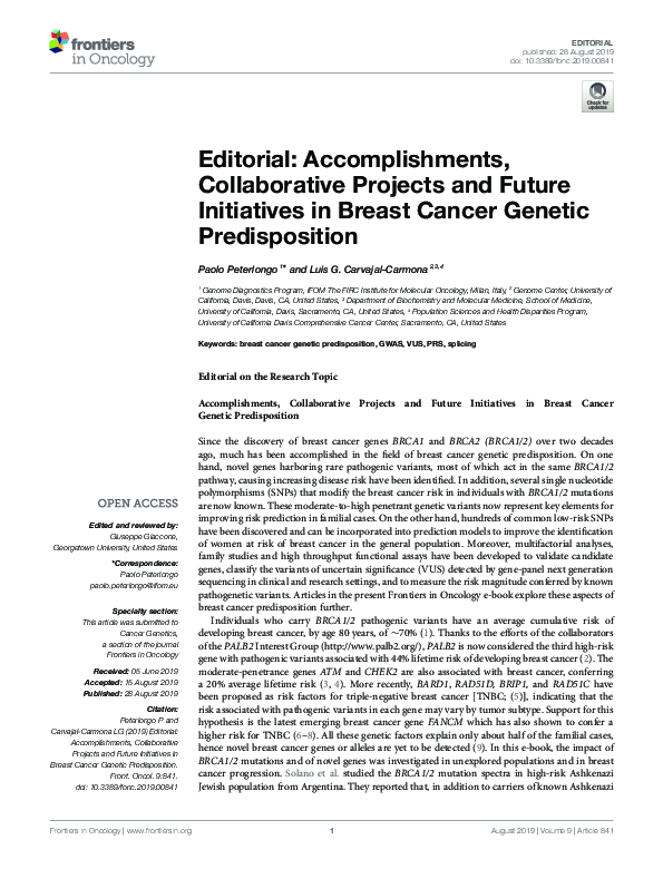(PDF) Editorial: Accomplishments, Collaborative Projects and Future ...