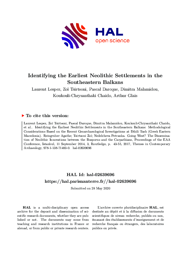 (PDF) Identifying the Earliest Neolithic Settlements in the ...