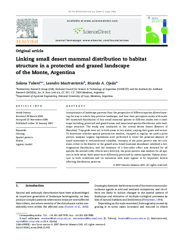 (PDF) Linking small desert mammal distribution to habitat structure in ...