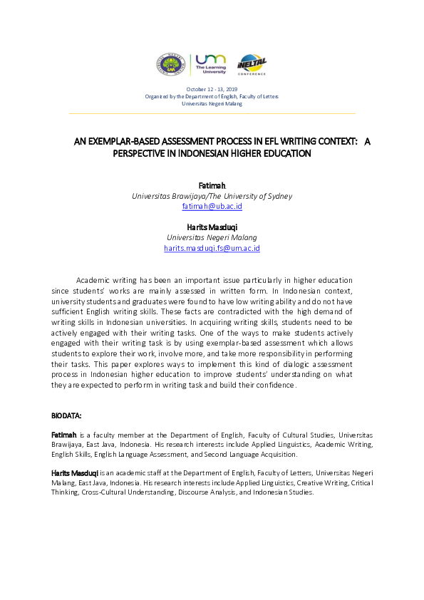 (PDF) An Exemplar-Based Assessment Process in EFL Writing Context: A ...