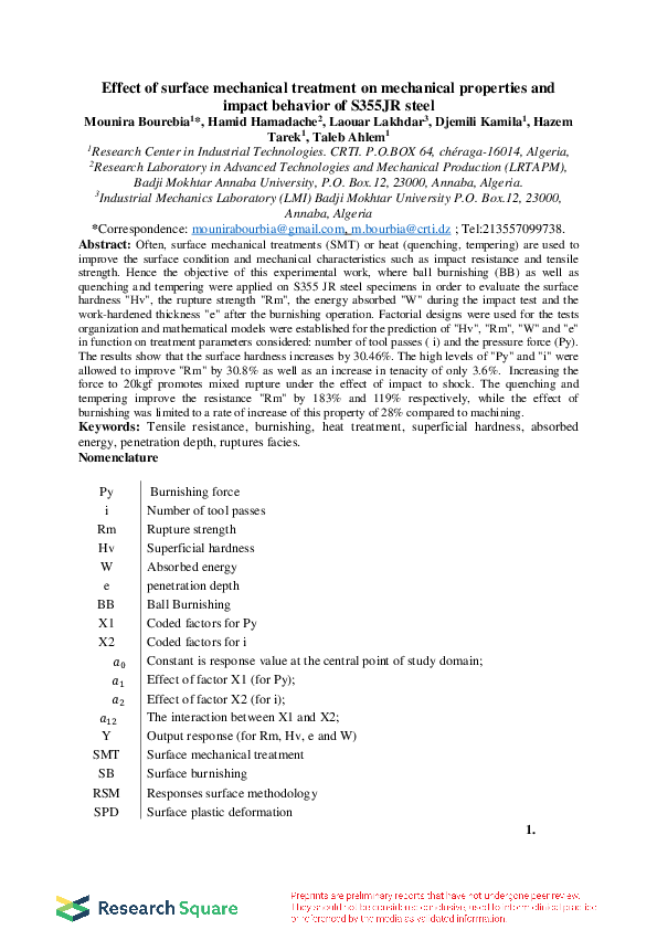 (PDF) Effect of Surface Mechanical Treatment on Mechanical Properties ...