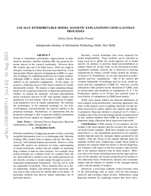 (PDF) Locally Interpretable Model Agnostic Explanations using Gaussian ...
