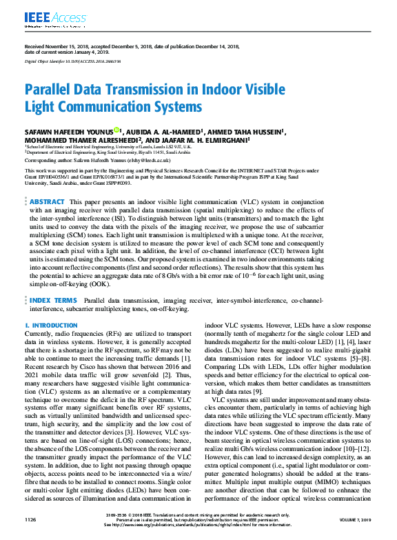 (PDF) Parallel Data Transmission in Indoor Visible Light Communication ...