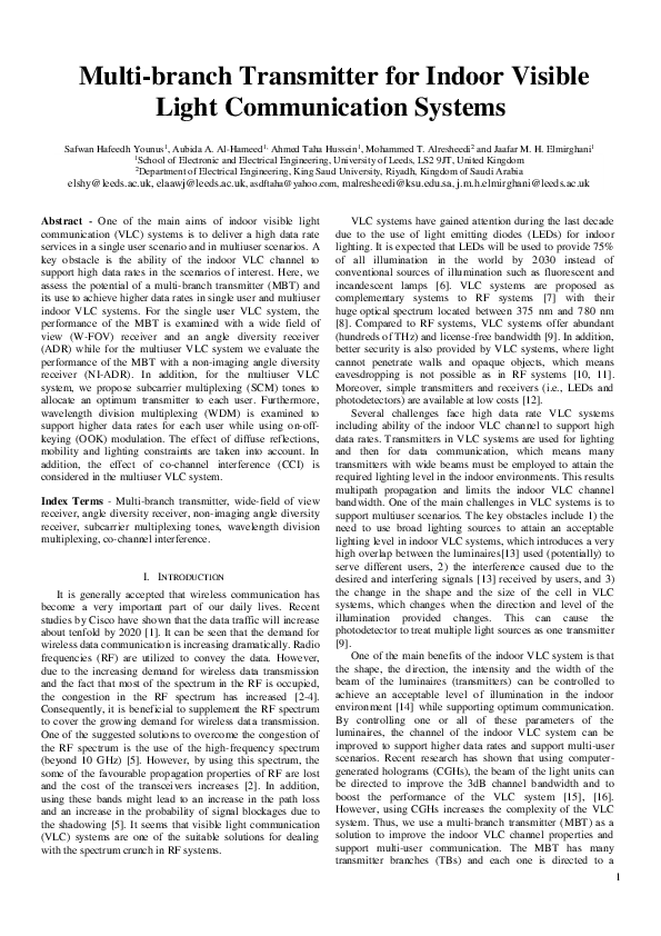 (PDF) Multi-Branch Transmitter for Indoor Visible Light Communication ...