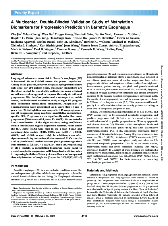 (PDF) A Multicenter, Double-Blinded Validation Study of Methylation ...