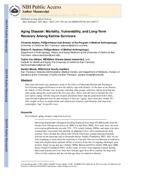 (PDF) Aging Disaster: Mortality, Vulnerability, and Long-Term Recovery ...