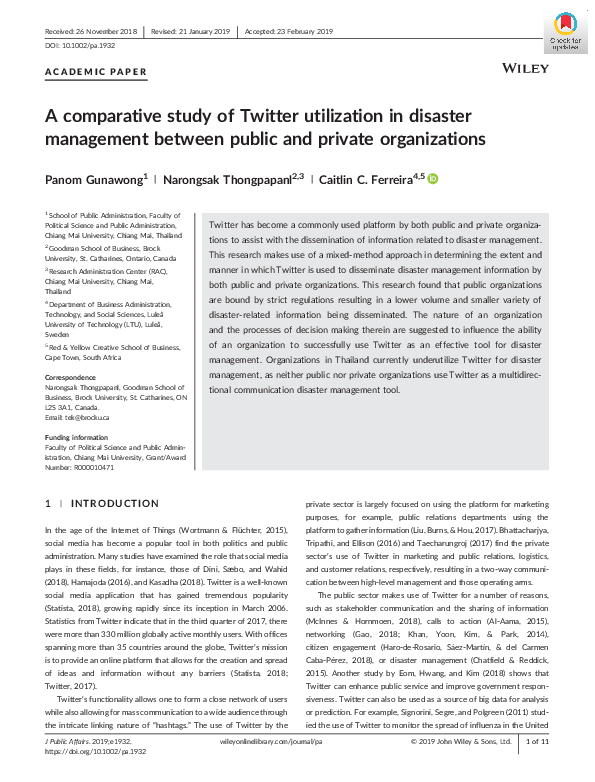 (PDF) A comparative study of Twitter utilization in disaster management ...