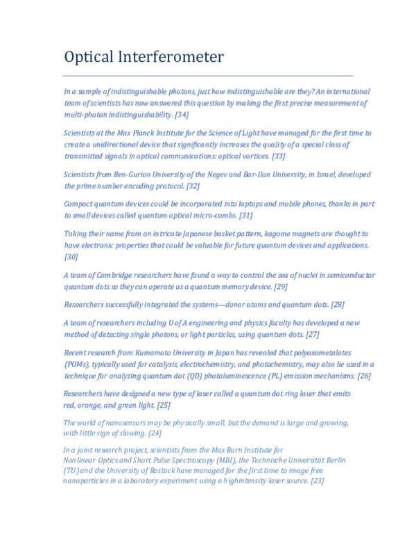 Pdf Optical Interferometer