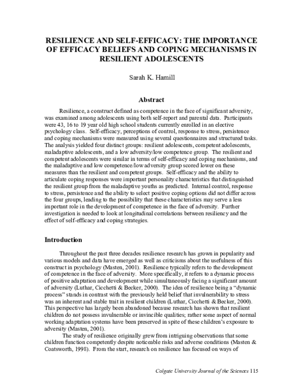 (PDF) Resilience and self-efficacy: The importance of efficacy beliefs ...