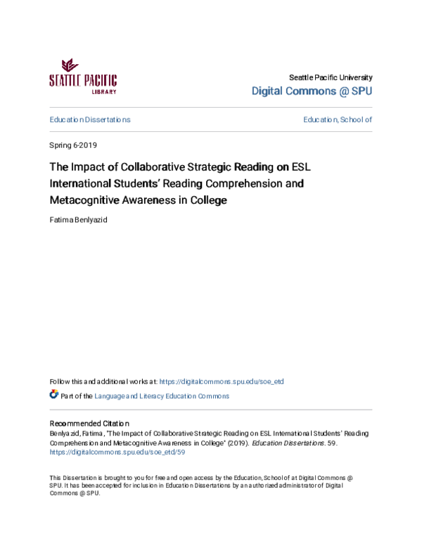 (PDF) The Impact of Collaborative Strategic Reading on ESL ...