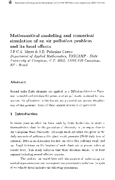 (PDF) Mathematical modelling and numerical simulation of an air ...