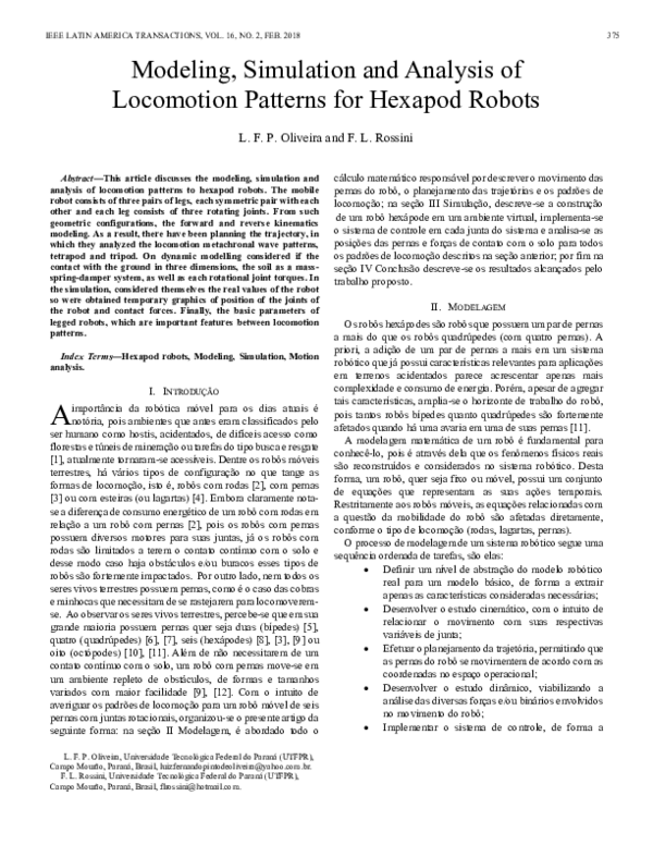 (PDF) Modeling, Simulation and Analysis of Locomotion Patterns for ...