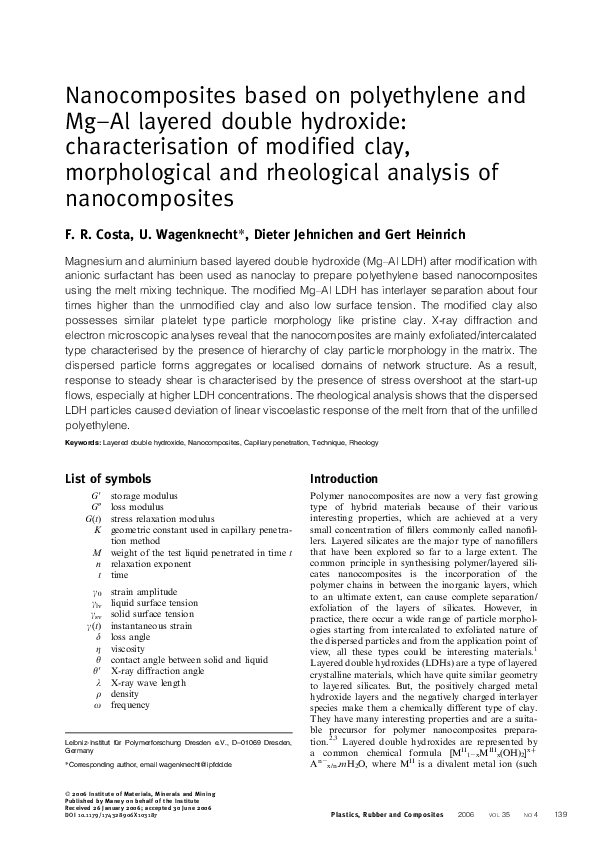 (PDF) Nanocomposites based on polyethylene and Mg–Al layered double ...