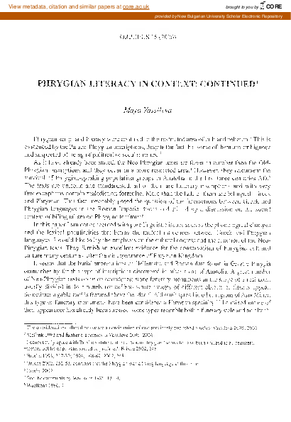 (PDF) Phrygian literacy in context: continued