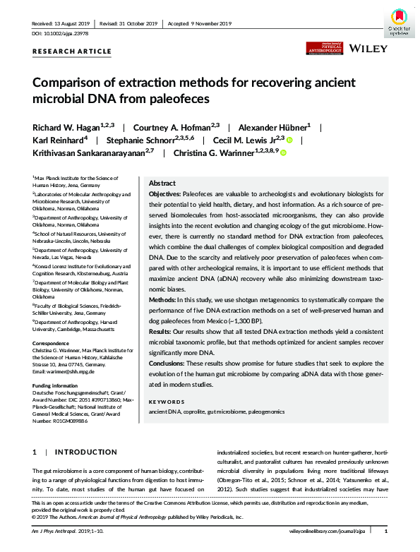 (PDF) Comparison of extraction methods for recovering ancient microbial ...