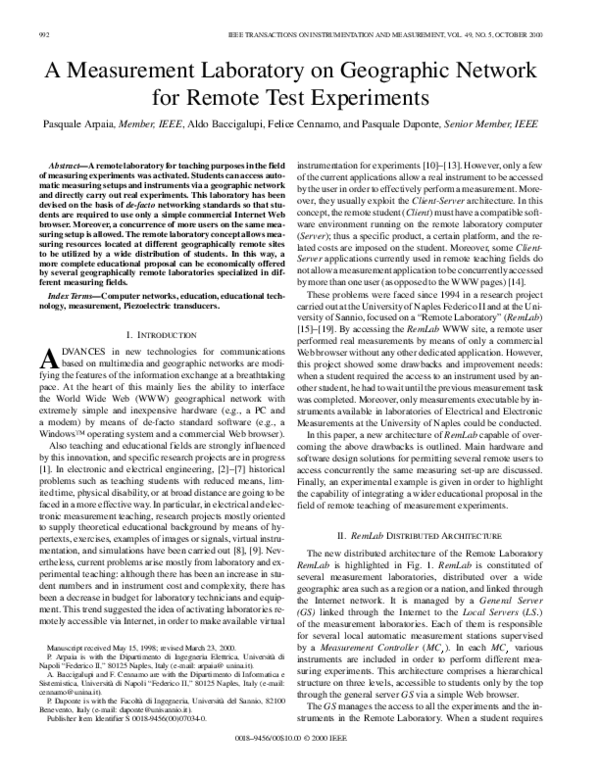 (PDF) A measurement laboratory on geographic network for remote test ...