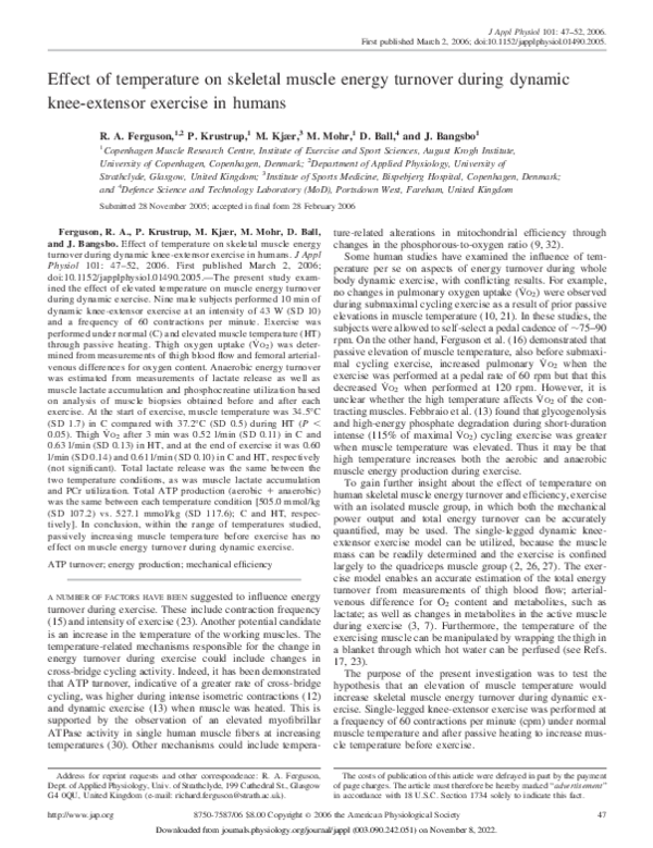 (PDF) Effect of temperature on skeletal muscle energy turnover during ...